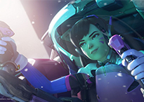 守望先锋高清壁纸：猎空展现倒飞射击